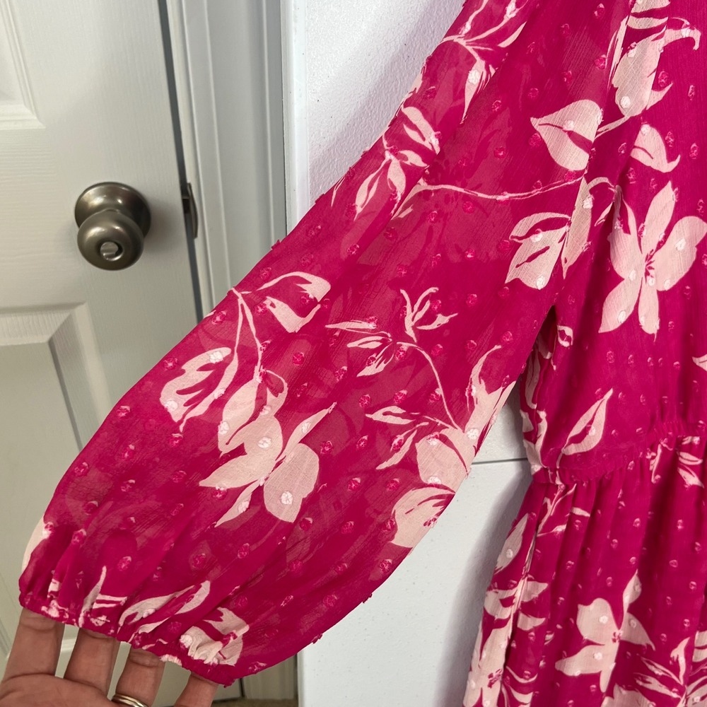 NEW Torrid 2X Mini Clip Dot Voluminous Babydoll Dress Emma Floral Pink Tropical - Picture 8 of 15